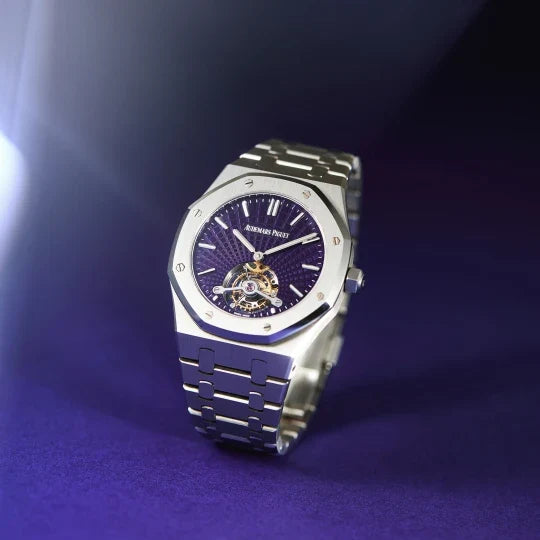 AP. Royal Oak Tourbillon Extra-Thin Steel Purple Dial 41mm
