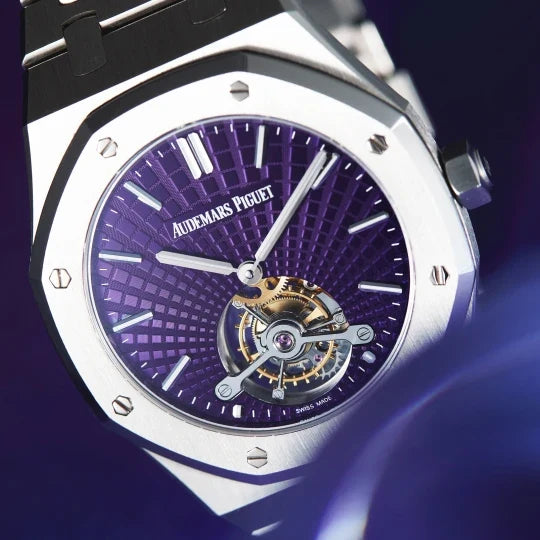 AP. Royal Oak Tourbillon Extra-Thin Steel Purple Dial 41mm