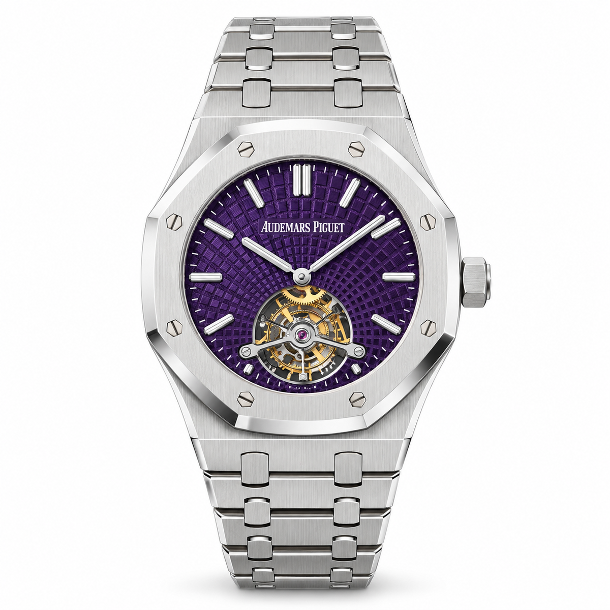 AP. Royal Oak Tourbillon Extra-Thin Steel Purple Dial 41mm