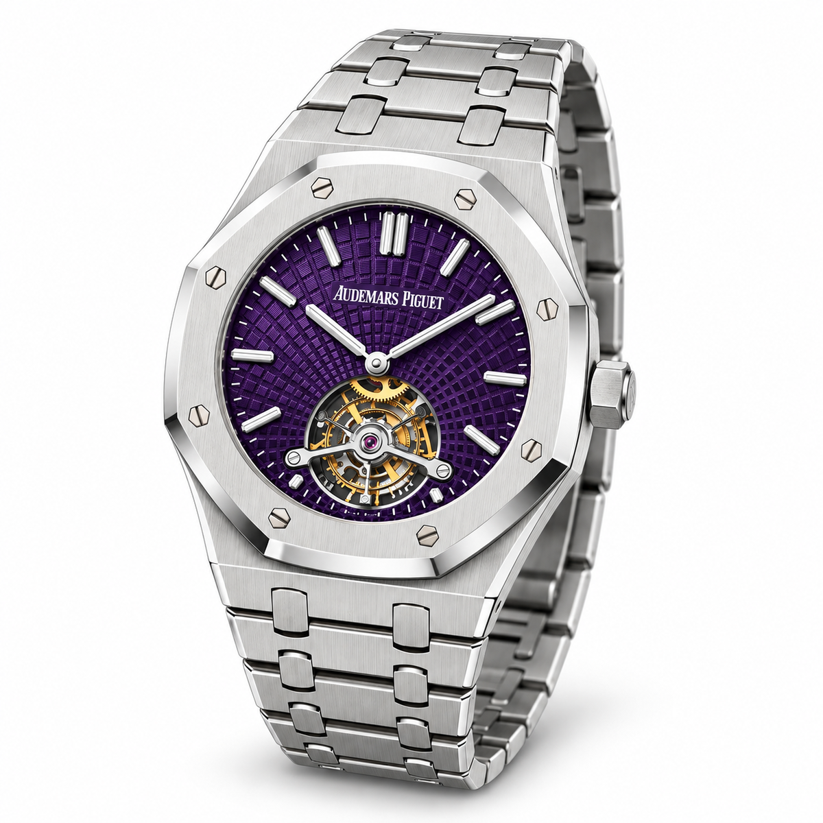 AP. Royal Oak Tourbillon Extra-Thin Steel Purple Dial 41mm