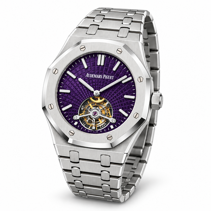 AP. Royal Oak Tourbillon Extra-Thin Steel Purple Dial 41mm