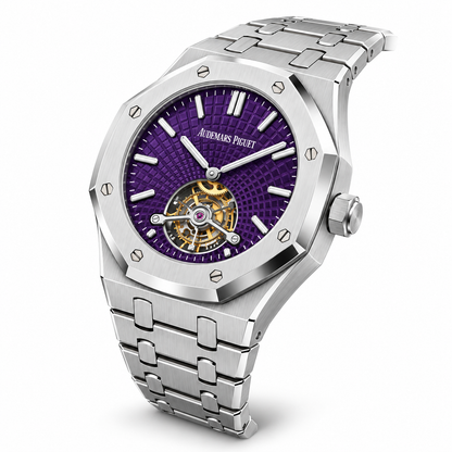 AP. Royal Oak Tourbillon Extra-Thin Steel Purple Dial 41mm