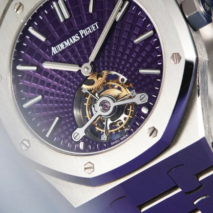 AP. Royal Oak Tourbillon Extra-Thin Steel Purple Dial 41mm